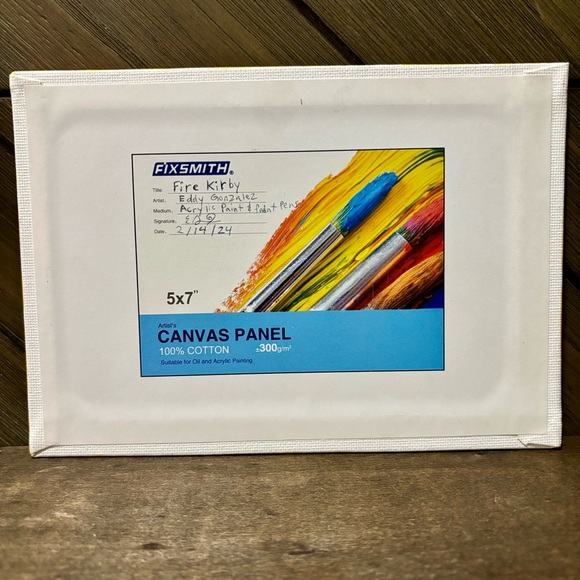 Fire Kirby Canvas Painting 5x7 - Picture 3 of 7